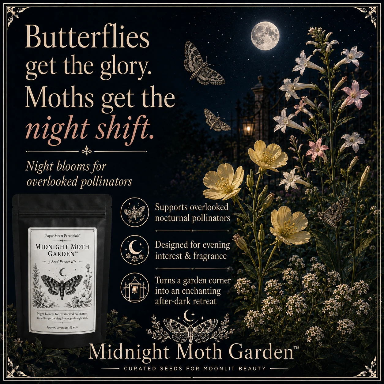 Night pollinator garden concept