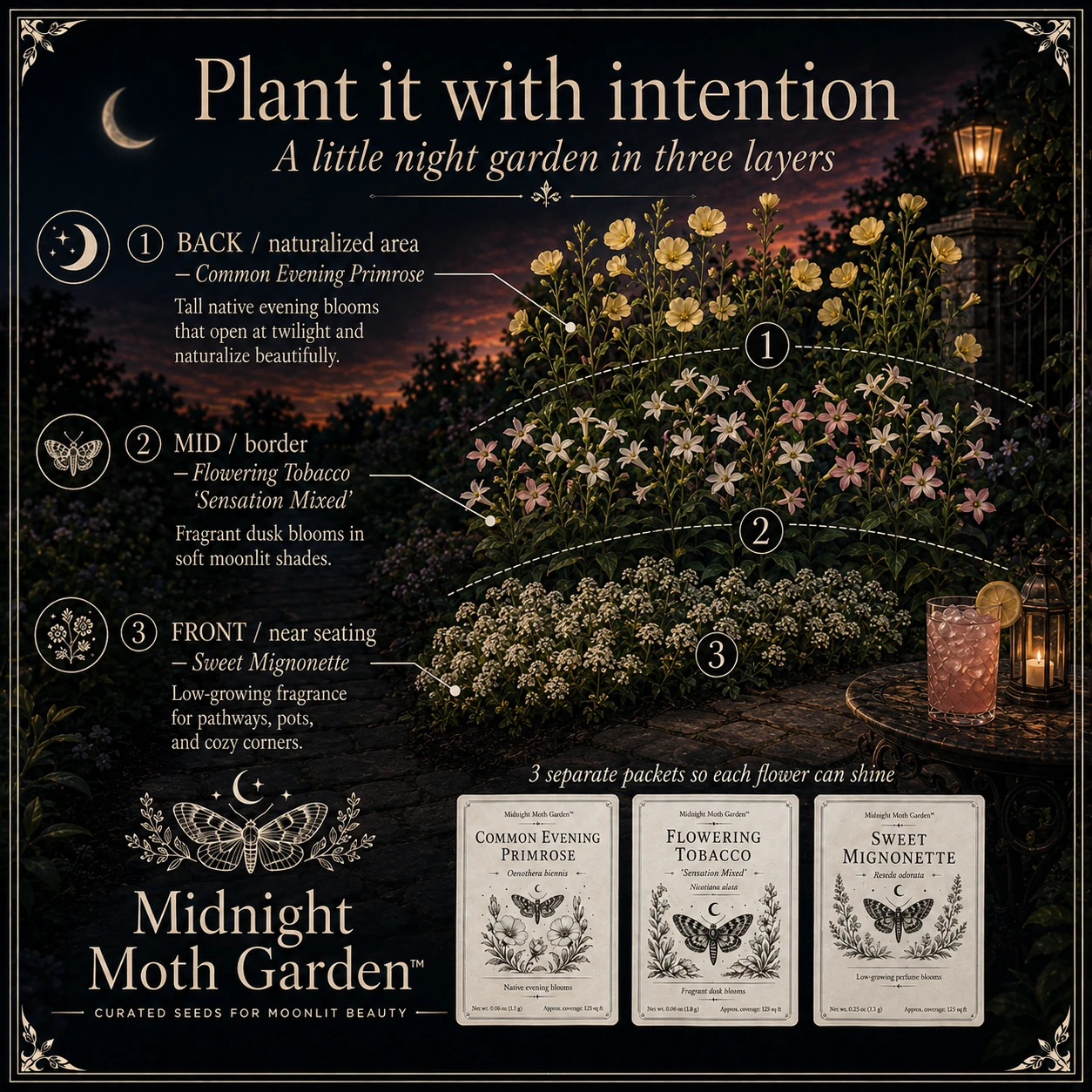 Three-layer Midnight Moth Garden planting layout