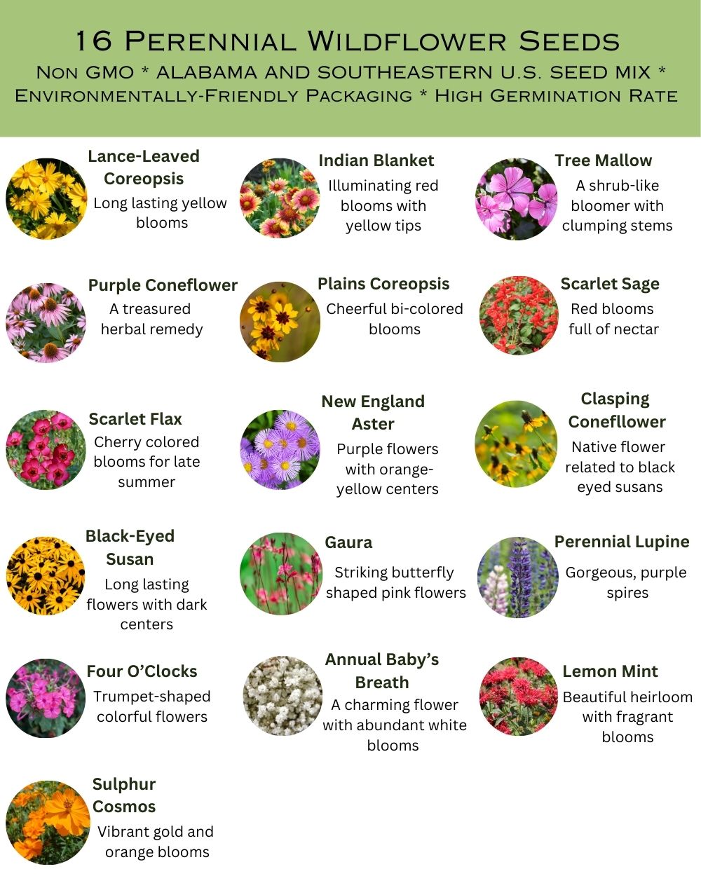 State Mix - Alabama Bulk Perennial Wildflower Seed Mix